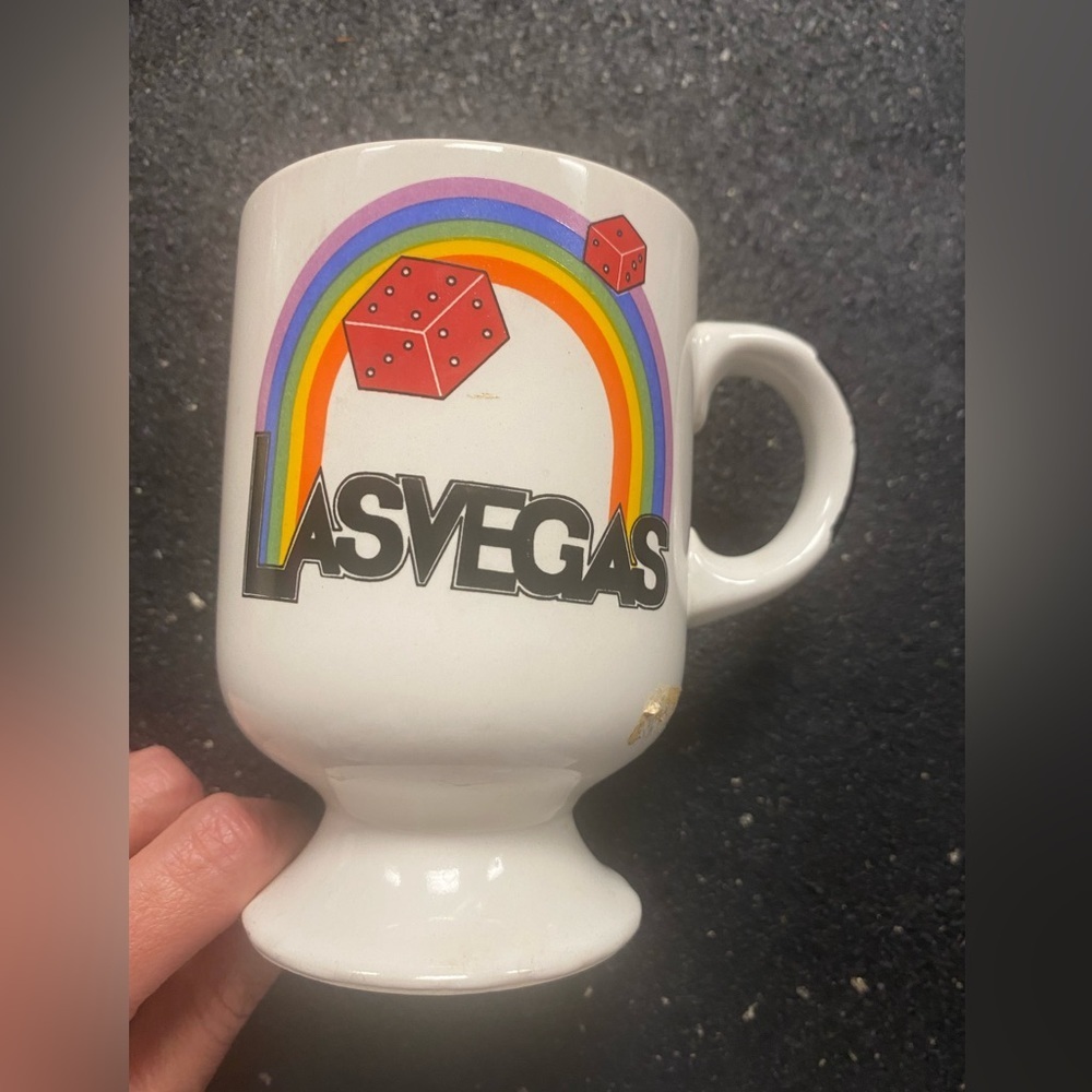 Vintage Las Vegas rainbow dice cup
